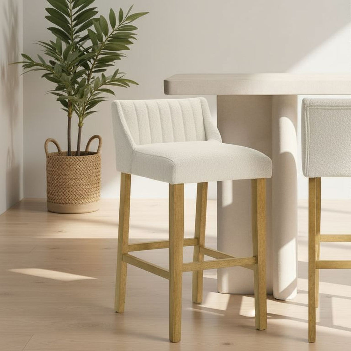 Fauna - Modern Transitional Wood Bar Height Kitchen Bar Stool