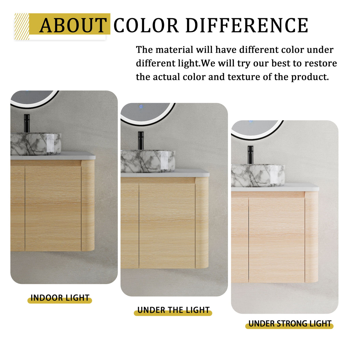 Mounted Bathroom Vanity & Art Sink & 2 Soft Close Doors