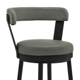 Bryant - 26" Counter Height Swivel Bar Stool - Black Finish And Gray Faux Leather