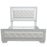 Eastern King Size Bed With LED Lights And Mirror Trim - Cream / Ivory