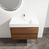 Wall Mounted Bathroom Vanity And Sink, 2 Soft Close Drawers
