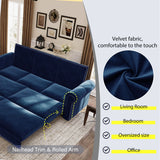 3 In 1 Convertible Sleeper Sofa With Nailhead Trim & Rolled Arm