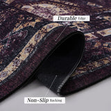 Maval - 9' X 12' Washable Area Rug - Black / Burgundy