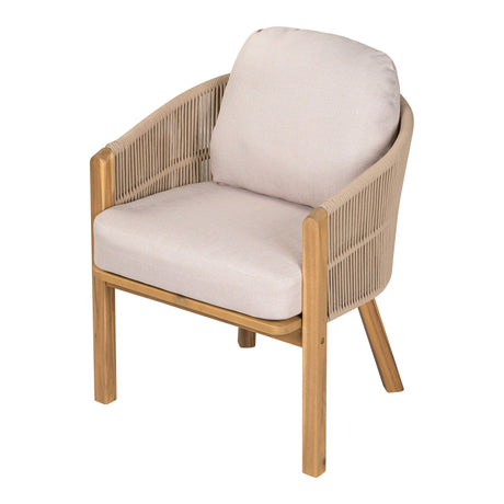 Grotta - Outdoor Dining Arm Chair (Set of 2) - Teak / Beige