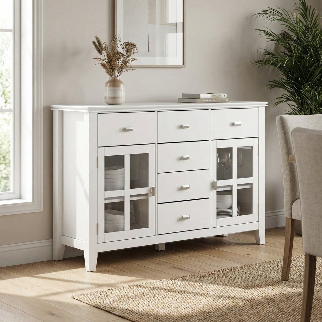 Sideboard Buffet Dining Room Cabinet Solid Wood Storage 54x36in