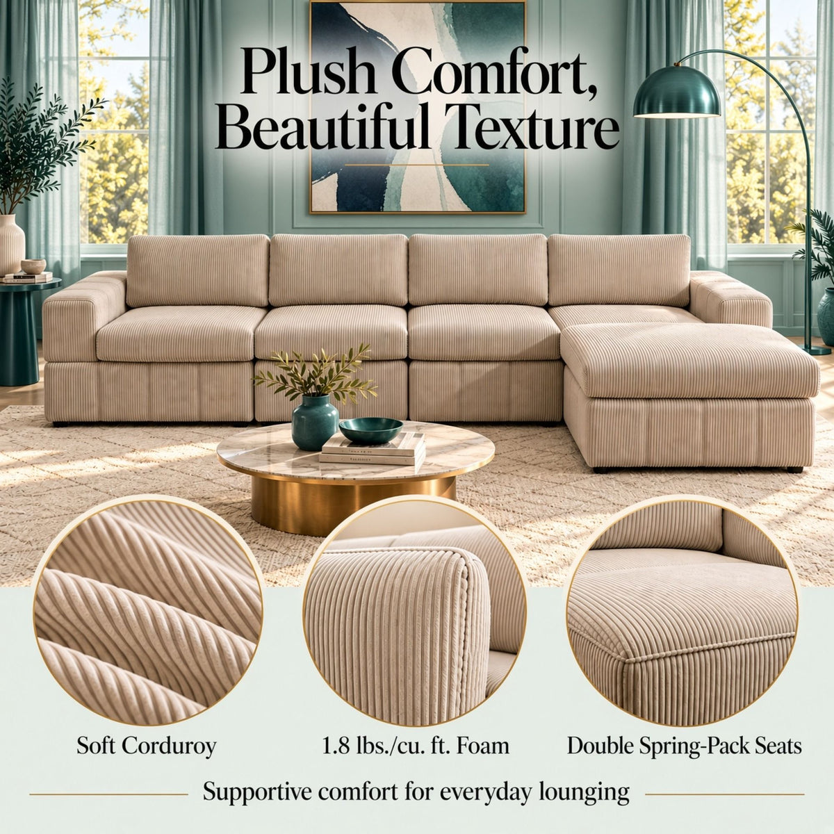 Modular Sectional Sofa, Reversible Set