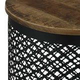 Drum Base Accent Table - Brown
