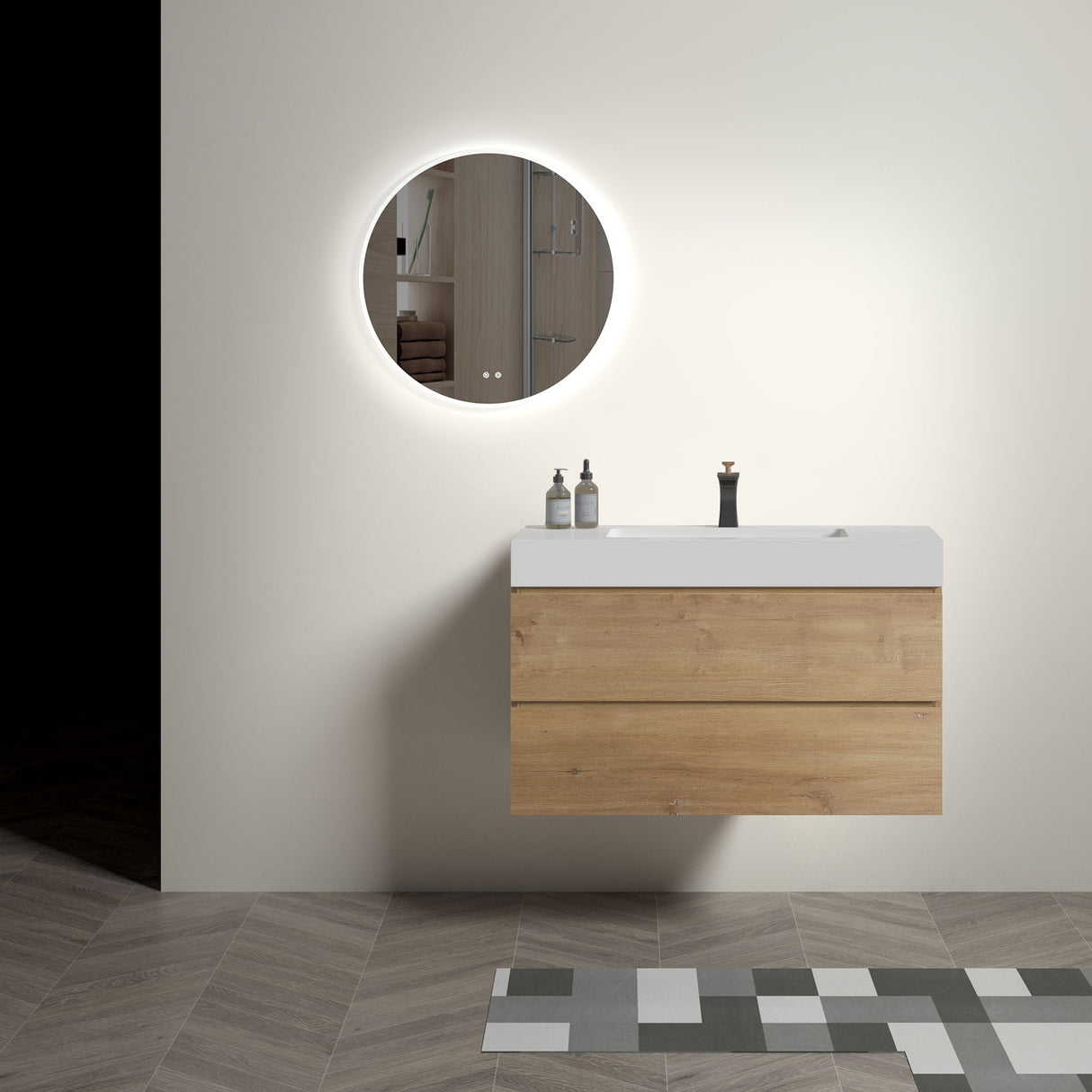 Alice - Bathroom Vanity With Sink, Large Storage Wall Mounted Floating Bathroom Vanity For Modern Bathroom