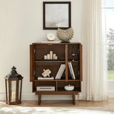 Sideboard Buffet Cabinet With Grille Slat Design With 3 Doors And Adjustable Shelves