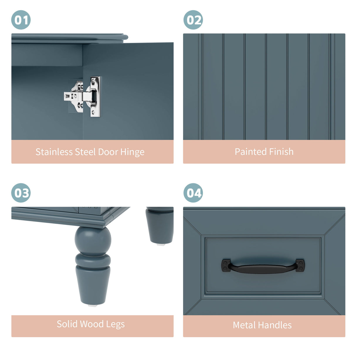 Bathroom Vanity With Sink, 2 Doors 2 Drawers, Freestanding Design