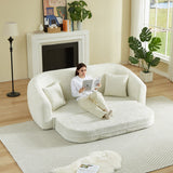 Curved Convertible Sofa, 2 In 1 Fold Out Bed With Pull Out Base And Deep Seat