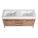 60" Freestanding Bathroom Vanity With Double Sink, Soft Close Doors, 3 Drawers - Imitative Oak
