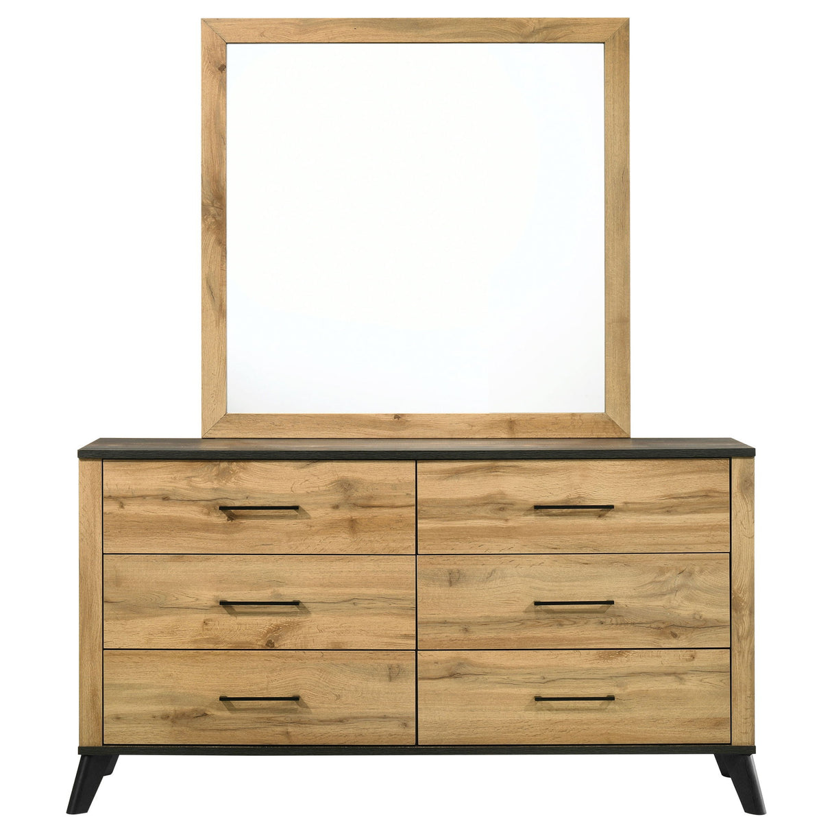Georgina - 6 Drawer Dresser With Mirror - Natural Wood
