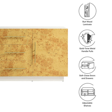59 Inch Burl Wood Sideboard Buffet TV Stand - TV Stands available at Alpine Outlets in Denver