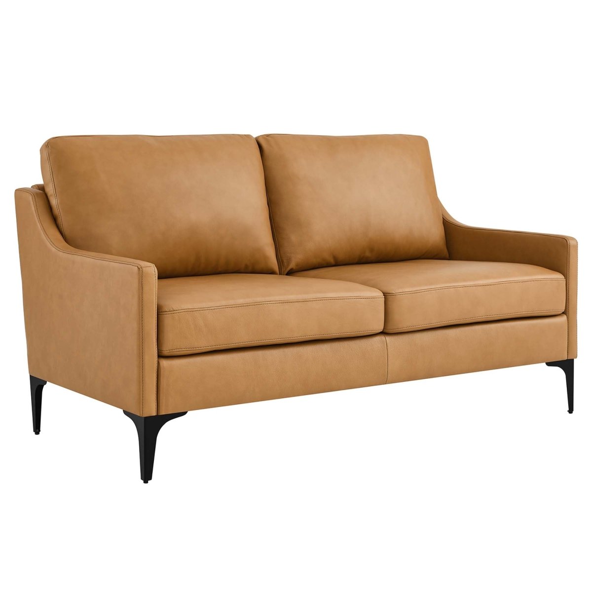 59 - Inch Corland Top - Grain Leather Loveseat in Tan - Loveseats available at Alpine Outlets in Denver