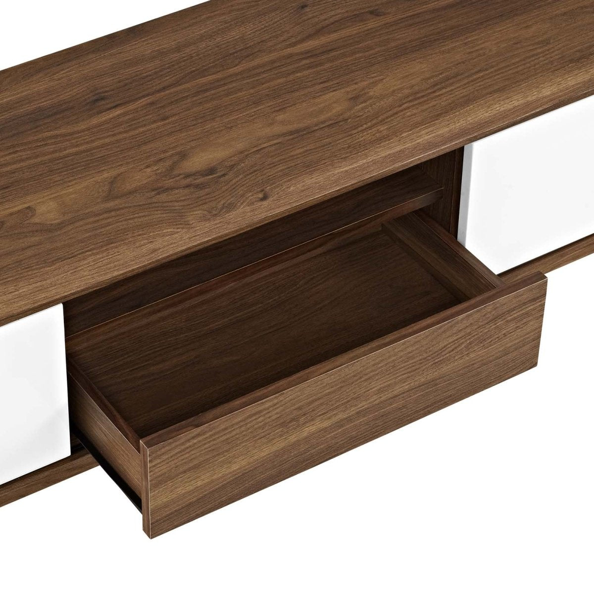 59 Inch Elegant Linear TV Stand in Walnut White - TV Stands available at Alpine Outlets in Denver