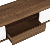59 Inch Elegant Linear TV Stand in Walnut White - TV Stands available at Alpine Outlets in Denver
