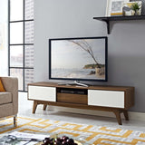 59 Inch Elegant Linear TV Stand in Walnut White - TV Stands available at Alpine Outlets in Denver