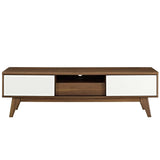59 Inch Elegant Linear TV Stand in Walnut White - TV Stands available at Alpine Outlets in Denver