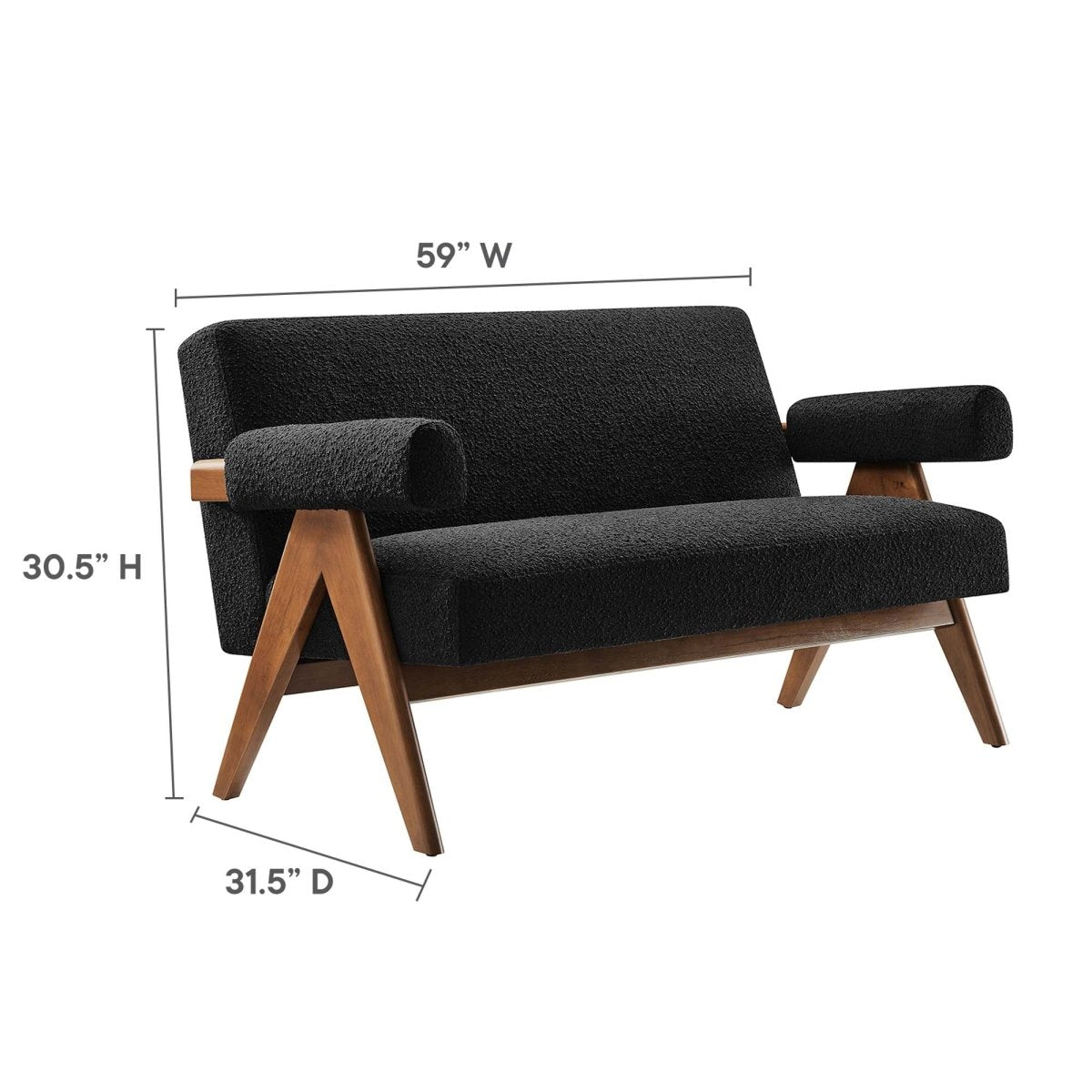 59 - Inch Lyra Boucle Fabric Upholstered Loveseat - Loveseats available at Alpine Outlets in Denver