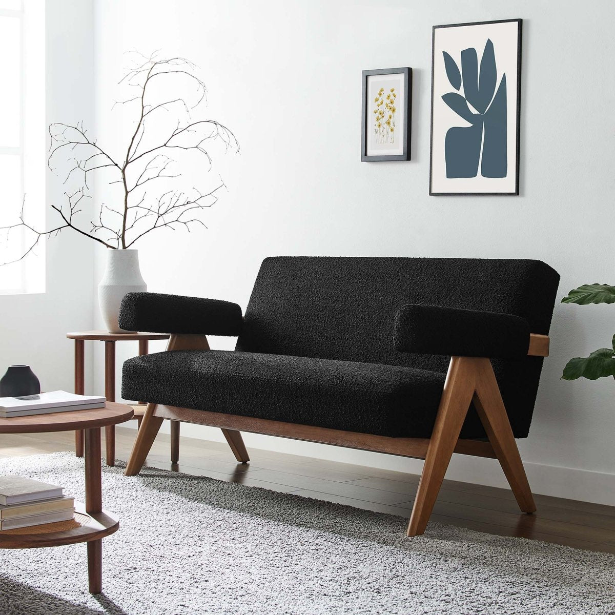 59 - Inch Lyra Boucle Fabric Upholstered Loveseat - Loveseats available at Alpine Outlets in Denver