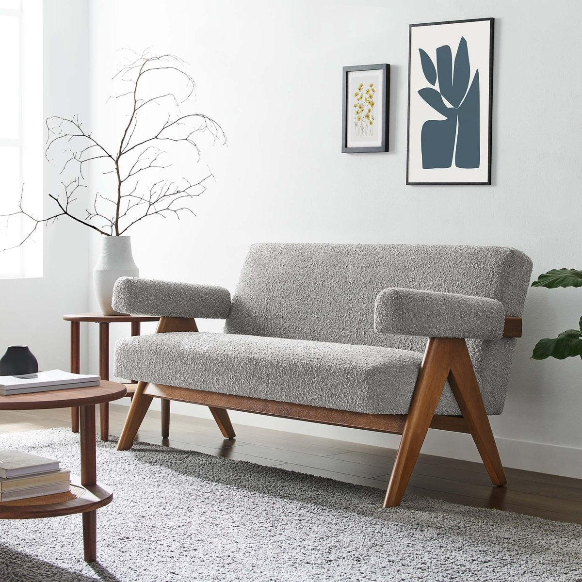 59 - Inch Lyra Boucle Fabric Upholstered Loveseat - Loveseats available at Alpine Outlets in Denver