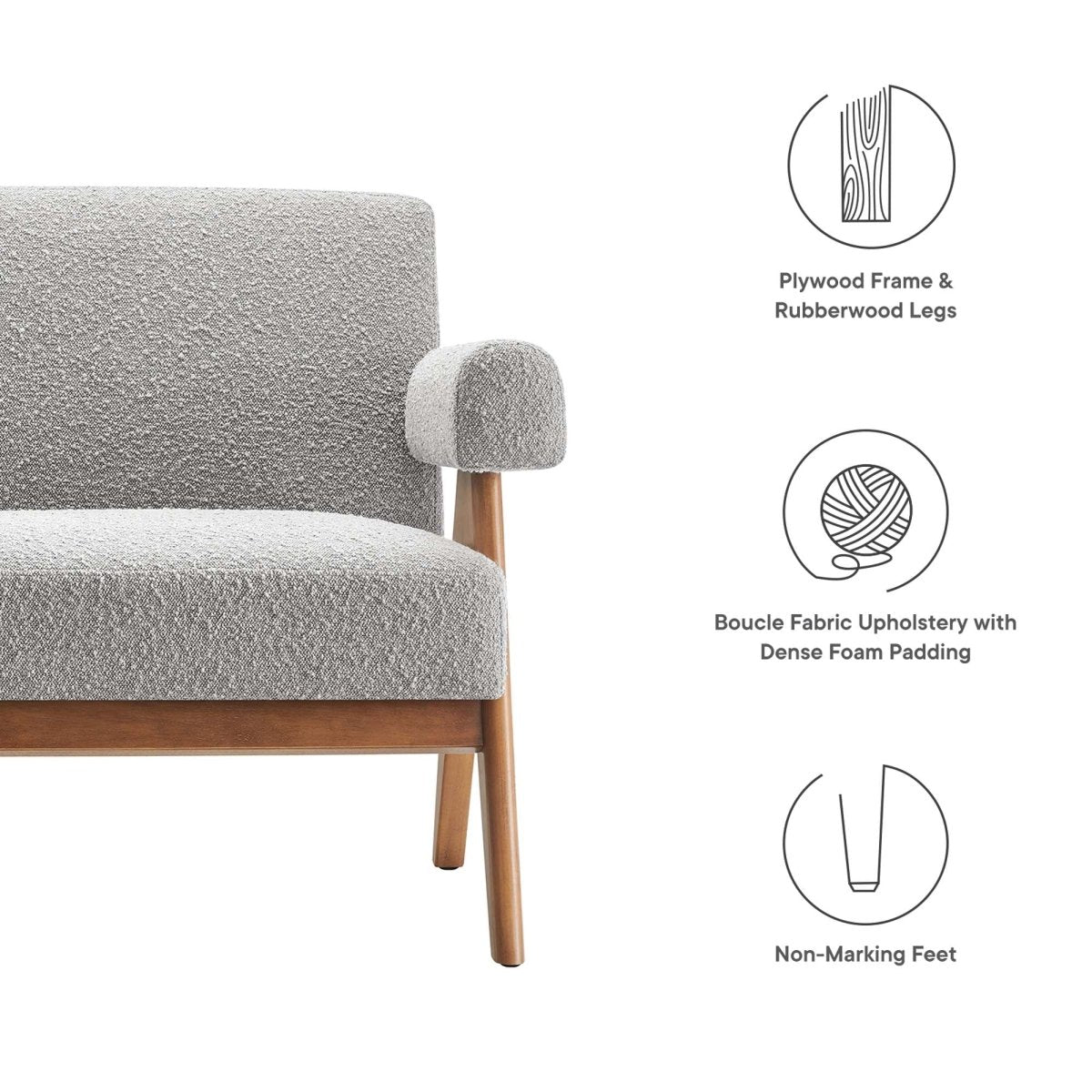 59 - Inch Lyra Boucle Fabric Upholstered Loveseat - Loveseats available at Alpine Outlets in Denver