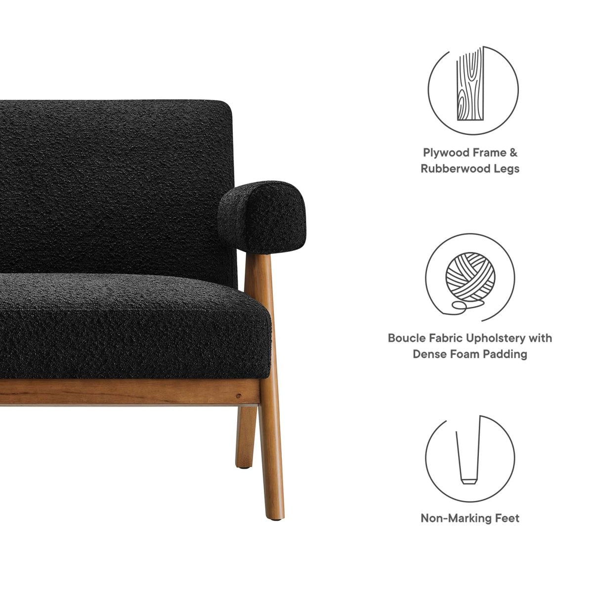 59 - Inch Lyra Boucle Fabric Upholstered Loveseat - Loveseats available at Alpine Outlets in Denver