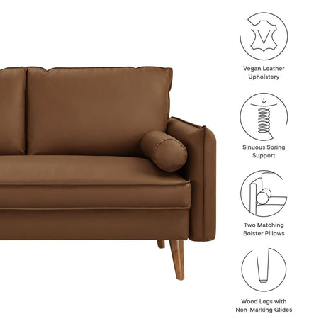 59 Inch Mid - Century Modern Upholstered Vegan Leather Loveseat - Loveseats available at Alpine Outlets in Denver