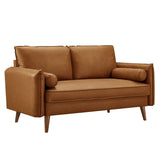 59 Inch Mid - Century Modern Upholstered Vegan Leather Loveseat - Loveseats available at Alpine Outlets in Denver