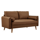 59 Inch Mid - Century Modern Upholstered Vegan Leather Loveseat - Loveseats available at Alpine Outlets in Denver