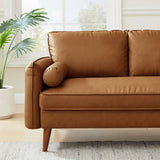 59 Inch Mid - Century Modern Upholstered Vegan Leather Loveseat - Loveseats available at Alpine Outlets in Denver