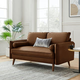59 Inch Mid - Century Modern Upholstered Vegan Leather Loveseat - Loveseats available at Alpine Outlets in Denver