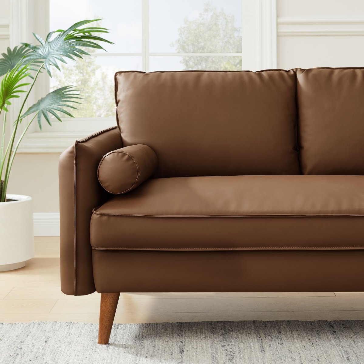 59 Inch Mid - Century Modern Upholstered Vegan Leather Loveseat - Loveseats available at Alpine Outlets in Denver