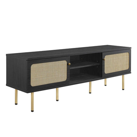 59 Inch Modern Rattan Sliding Door TV Stand - TV Stands available at Alpine Outlets in Denver