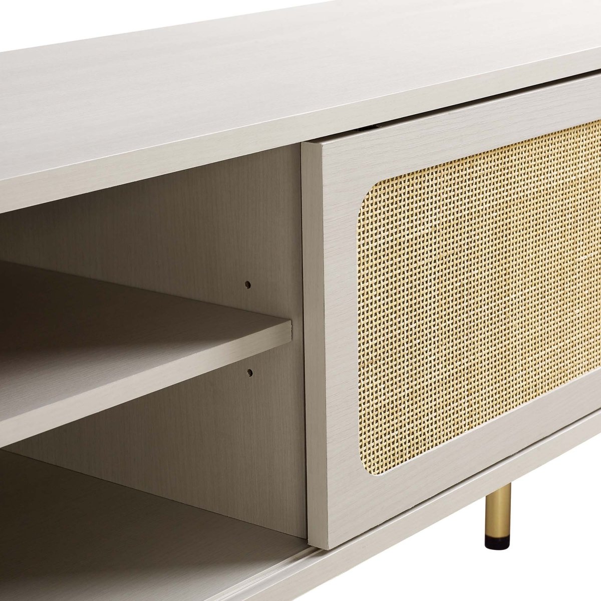 59 Inch Modern Rattan Sliding Door TV Stand - TV Stands available at Alpine Outlets in Denver