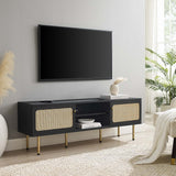 59 Inch Modern Rattan Sliding Door TV Stand - TV Stands available at Alpine Outlets in Denver