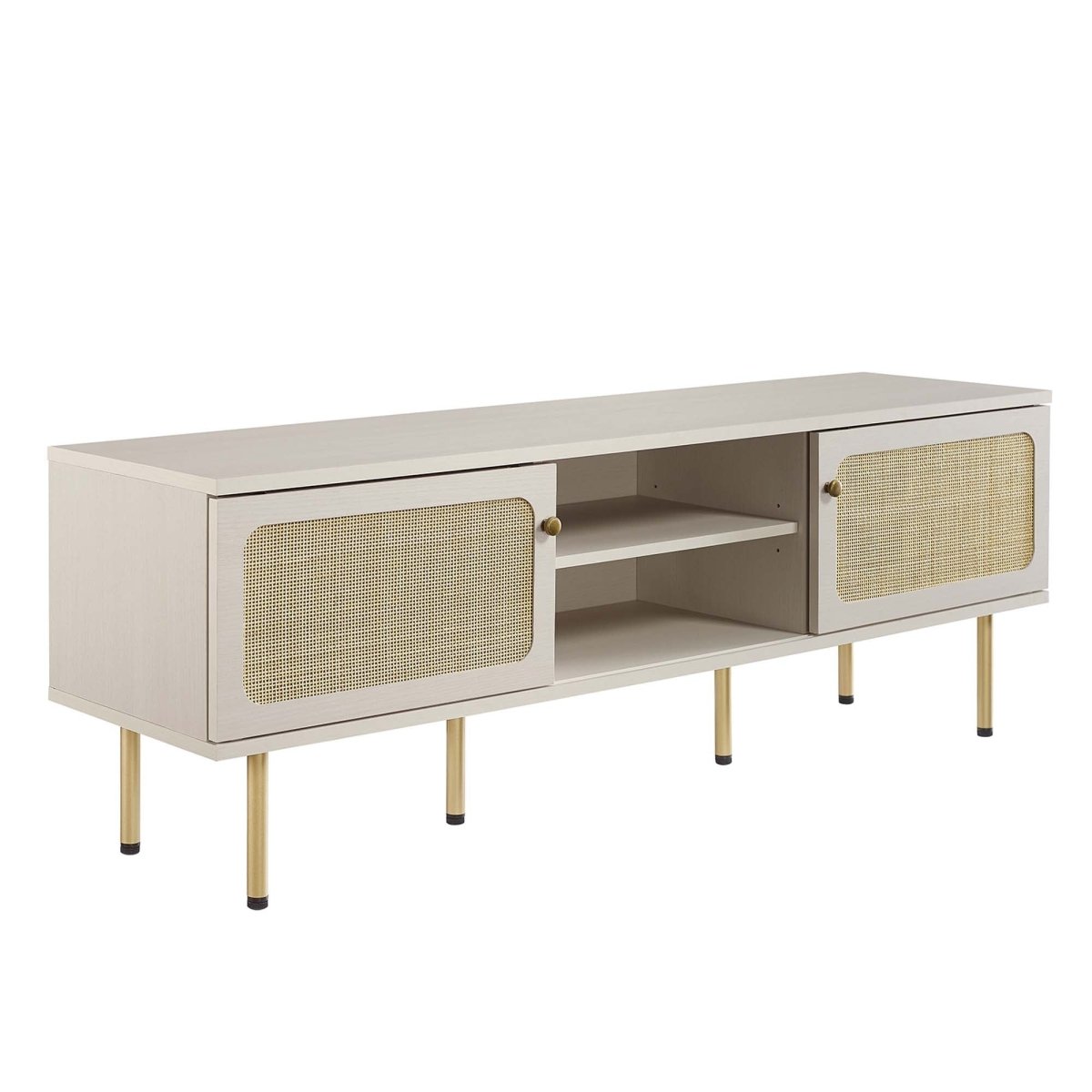 59 Inch Modern Rattan Sliding Door TV Stand - TV Stands available at Alpine Outlets in Denver