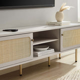 59 Inch Modern Rattan Sliding Door TV Stand - TV Stands available at Alpine Outlets in Denver