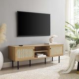 59 Inch Modern Rattan Sliding Door TV Stand - TV Stands available at Alpine Outlets in Denver