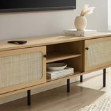 59 Inch Modern Rattan Sliding Door TV Stand - TV Stands available at Alpine Outlets in Denver