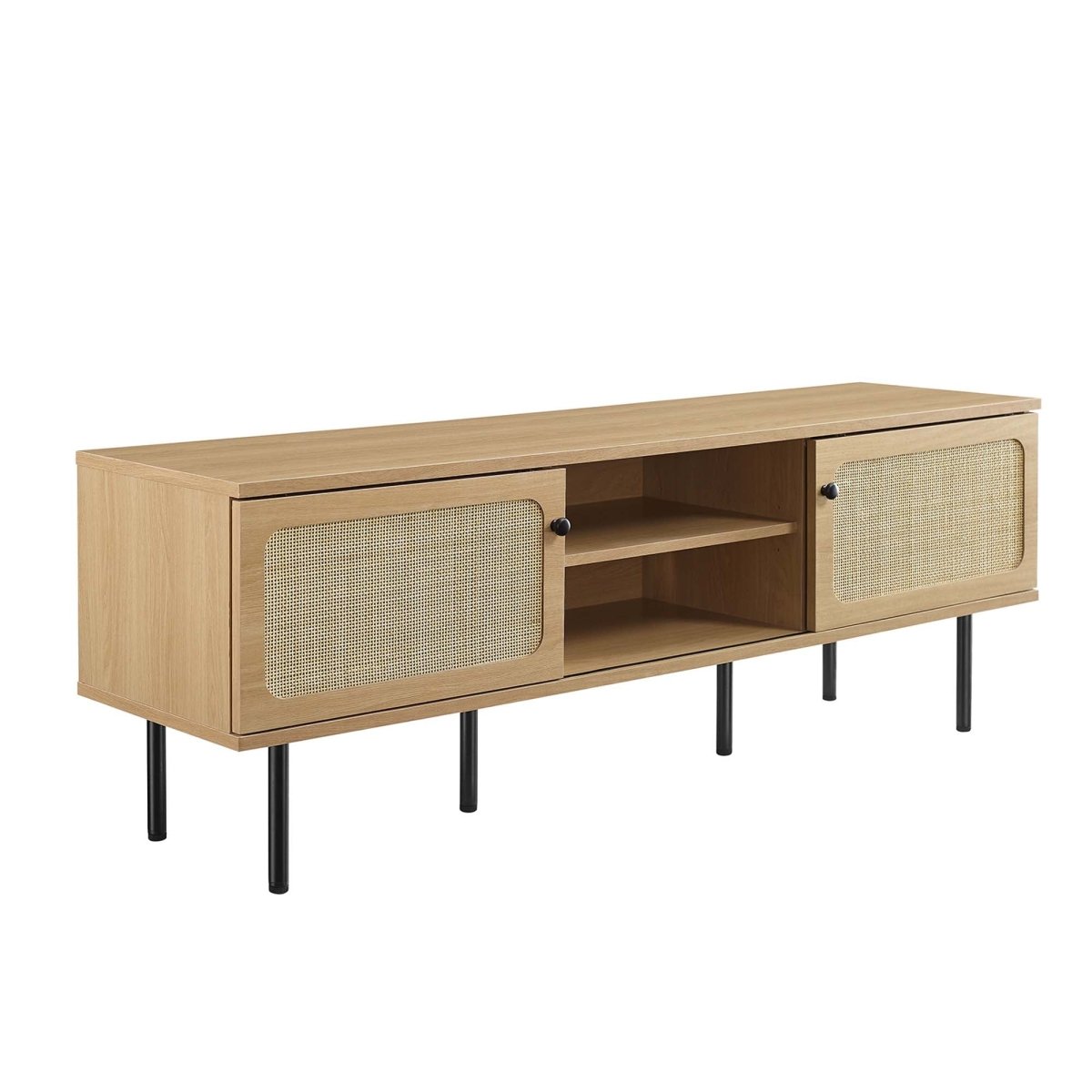 59 Inch Modern Rattan Sliding Door TV Stand - TV Stands available at Alpine Outlets in Denver