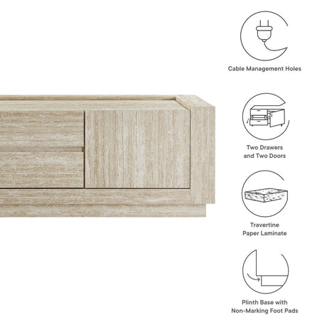 59 Inch Modern Travertine TV Stand in Travertine - TV Stands available at Alpine Outlets in Denver