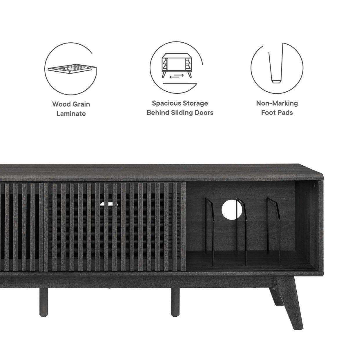 59 Inch Sleek Slatted TV Stand - TV Stands available at Alpine Outlets in Denver