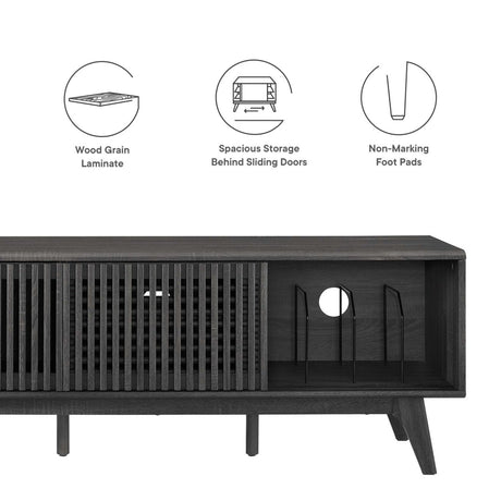 59 Inch Sleek Slatted TV Stand - TV Stands available at Alpine Outlets in Denver