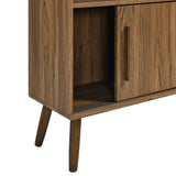 59" Wide Mid - Century Four - Tier Bookcase with Sliding Doors - Bookcases available at Alpine Outlets in Denver