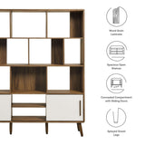 59" Wide Mid - Century Four - Tier Bookcase with Sliding Doors - Bookcases available at Alpine Outlets in Denver