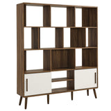59" Wide Mid - Century Four - Tier Bookcase with Sliding Doors - Bookcases available at Alpine Outlets in Denver