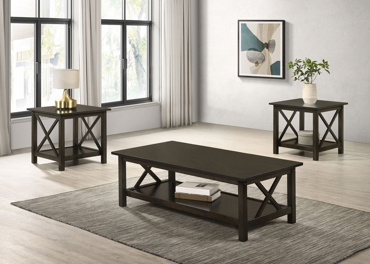 Rachelle 3-Piece Coffee Table Set Dark Merlot