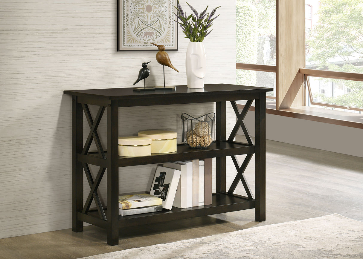 Rachelle 2-Shelf Wood Entryway Console Table in Deep Merlot